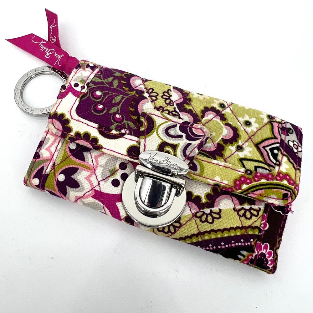 Vera Bradley Very Berry Paisley Clutch ID Coin Purse Floral Garden Pink NWOT